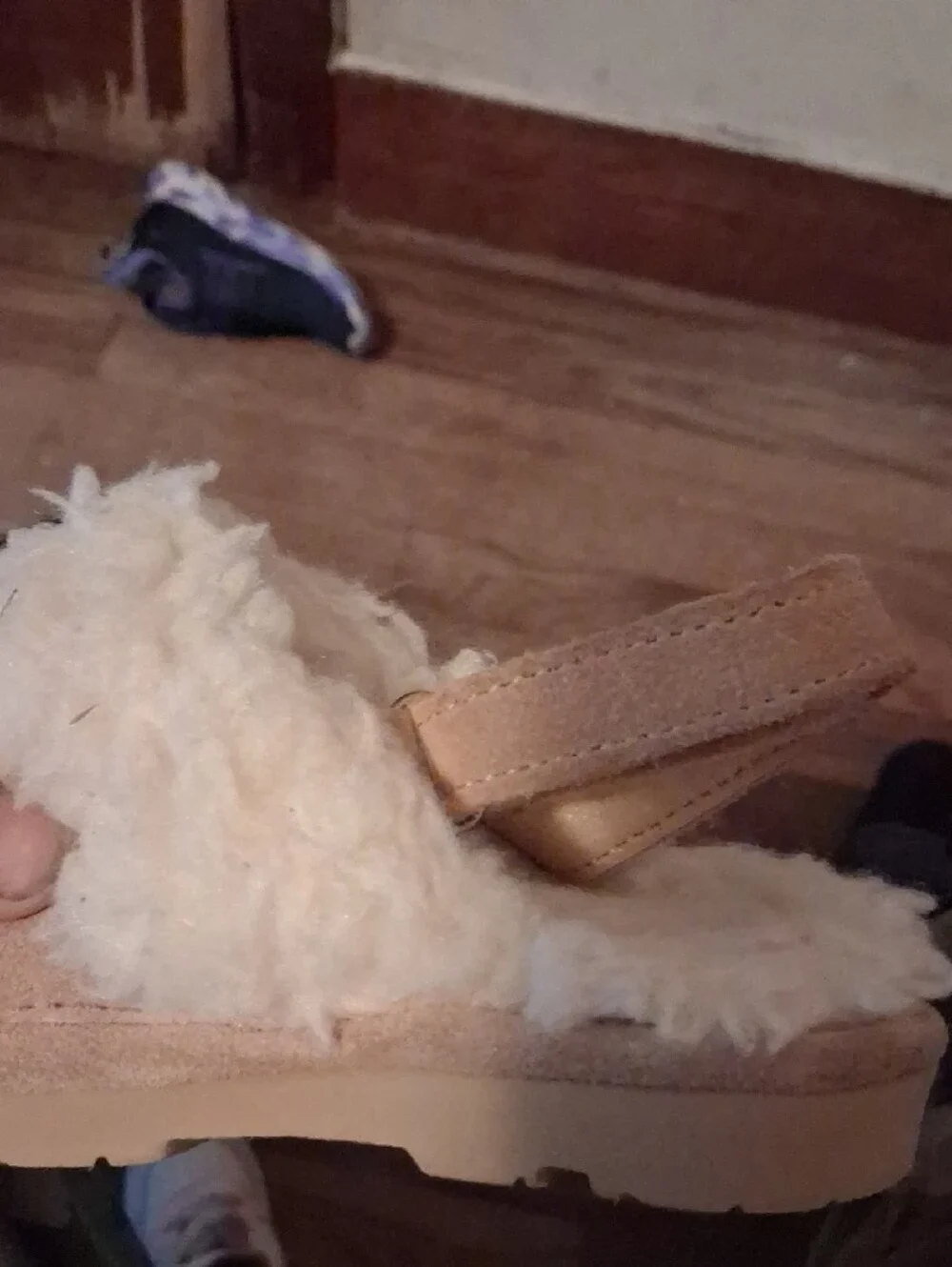 BearPaw Kids Tan Suede Moccasins with Cream Faux Shearling